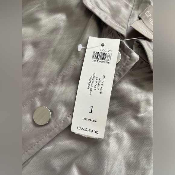 Chico's Silver Blazer Lightweight Metallic Suit Jacket - Picture 4 of 16